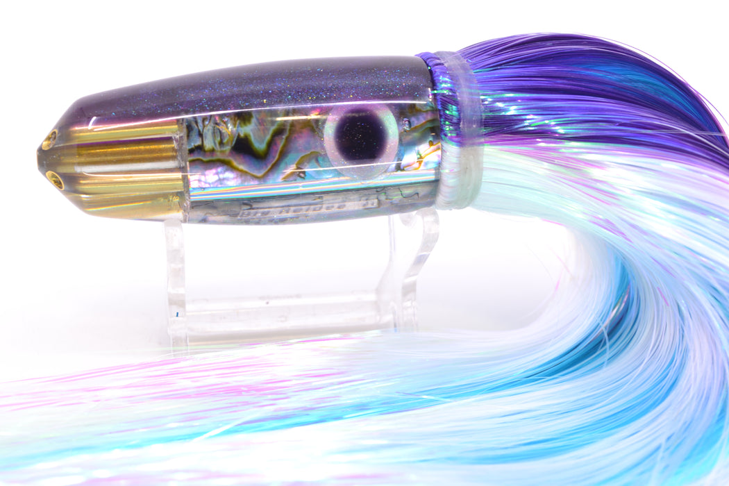 Big Reidee Natural EKG Paua Shell Purple Back 4-Hole Bullet 9" 6oz Strobez Purple-White