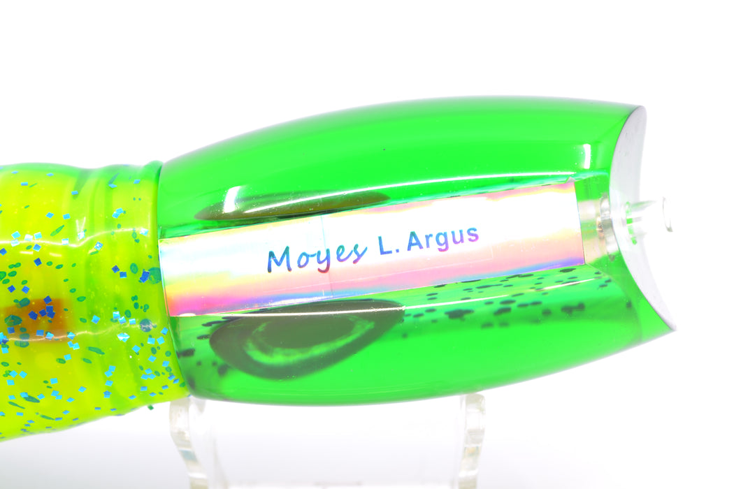 Moyes Lures Mahi MOP Green Back Taxi Eyes Large Argus 14" 10oz Skirted Mahi