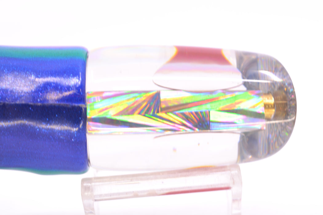 Koya Lures Silver Starburst Red Eyes Small Poi Dog 10" 6.5oz Fire Tailz Vinyl Blueberry