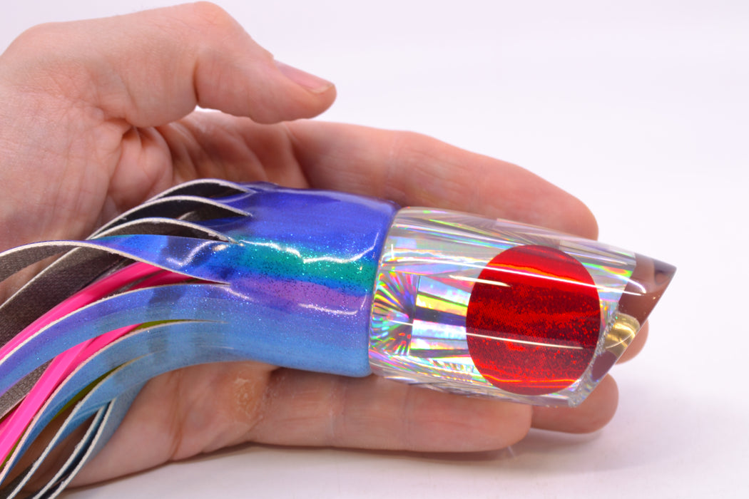 Koya Lures Silver Starburst Red Eyes Small Poi Dog 10" 6.5oz Fire Tailz Vinyl Blueberry