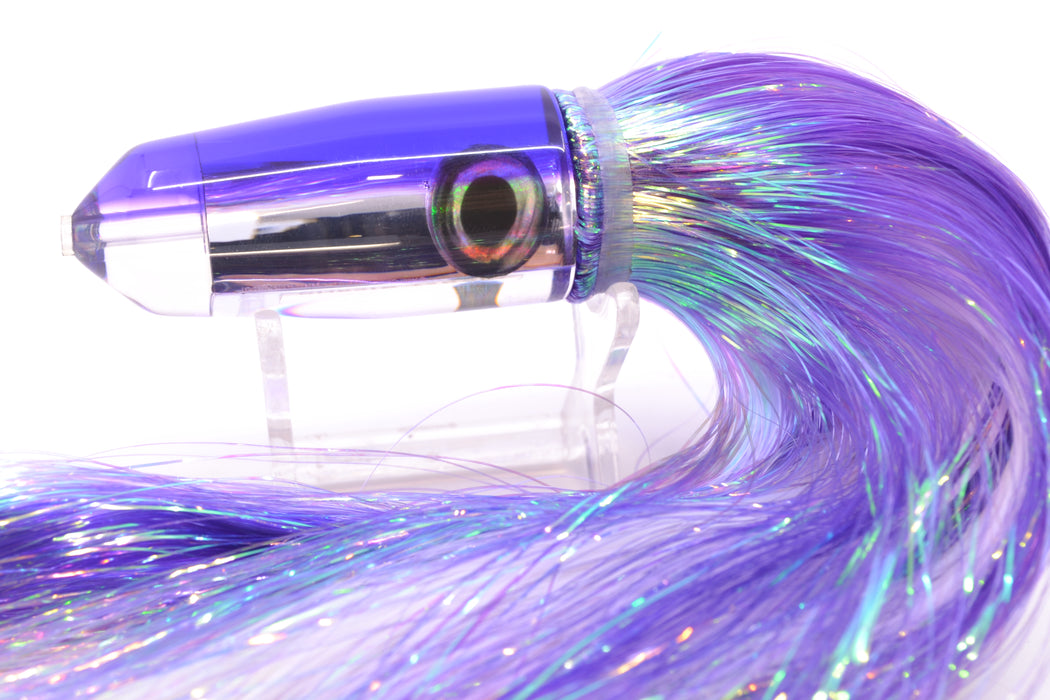 Moyes Lures Clear Mirrored Purple Back Sicario Bullet 8" 4.8oz Flashabou Purple/White GZE