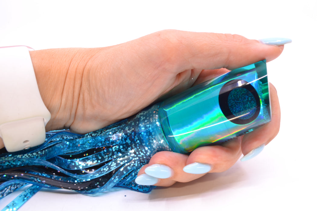 Koya Lures Turquoise Rainbow Blue-Black Eyes JP Small Lunger 10" 6oz Skirted Ice Blue/Black