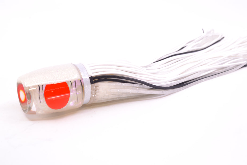 Amaral Lures White Iridescent Pearl Black Stripes White Back Jararaca 12" 4oz