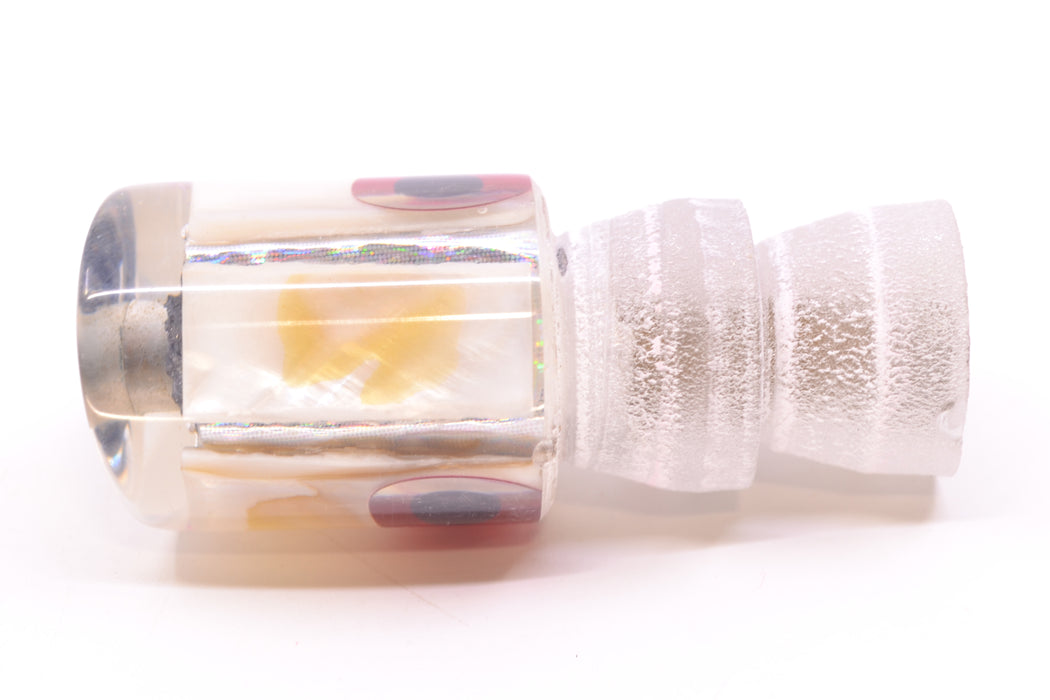 Coggin Lures Real White MOP Black-Red Eyes Peanut Pusher 5.5" 1oz