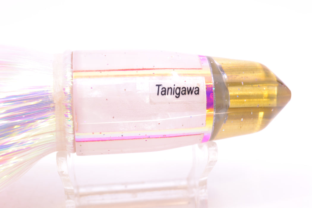 Tanigawa Lures White MOP 2-Hole Bullet 9"+ 8.5oz Flashabou White/Pink GZE