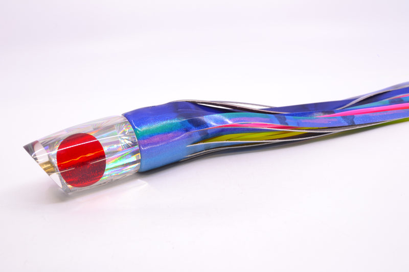 Koya Lures Silver Starburst Red Eyes Small Poi Dog 10" 6.5oz Fire Tailz Vinyl Blueberry
