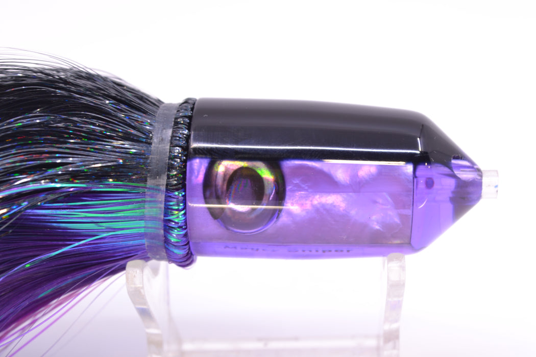Moyes Lures Purple MOP Black Back 2-Hole Small Sniper Jet 9" 5.7oz Strobez Black-Purple GZE