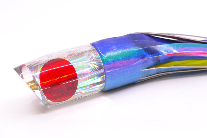 Koya Lures Silver Starburst Red Eyes Small Poi Dog 10" 6.5oz Fire Tailz Vinyl Blueberry