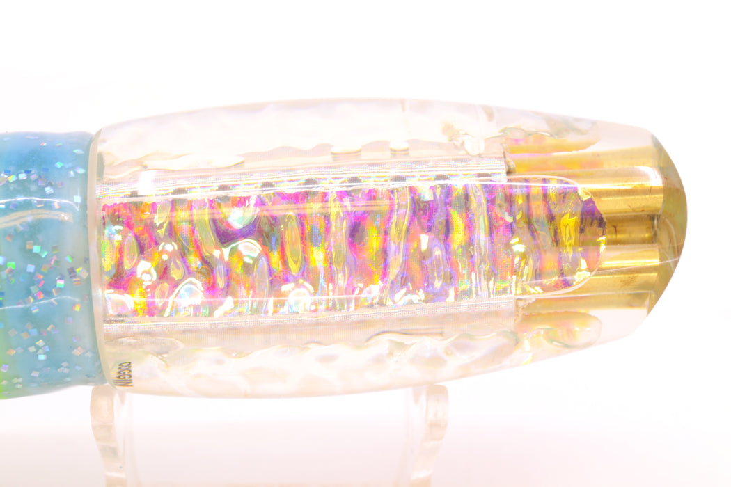 Coggin Lures Ice Rainbow Dichro 4-Hole Copalure Scoop 12" 12oz Skirted Ice Blue/Rainbow