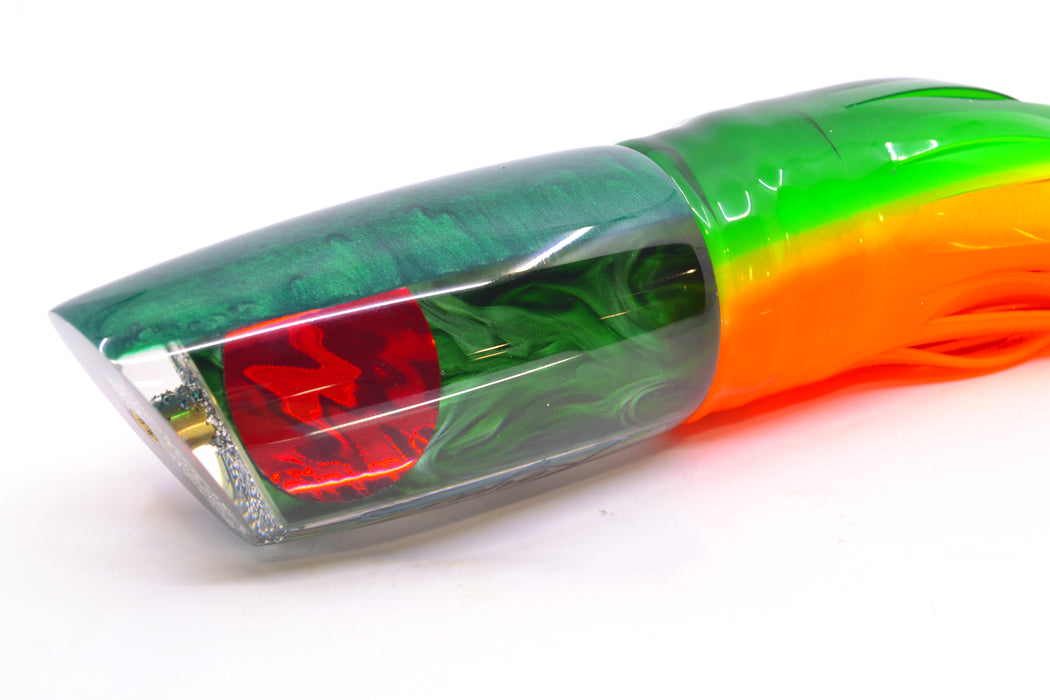 Koya Lures Green Pearl Green Back Red Eyes Medium Poi Dog 14" 11oz Skirted Guacamaya