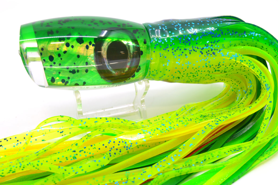 Moyes Lures Mahi MOP Green Back Taxi Eyes Large Argus 14" 10oz Skirted Mahi