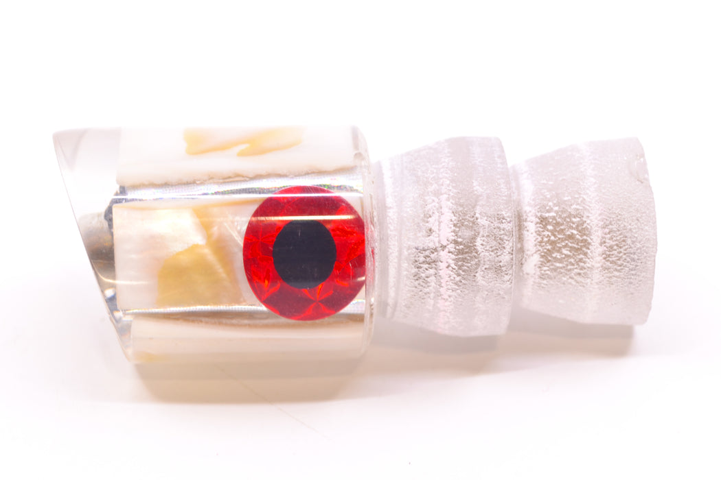 Coggin Lures Real White MOP Black-Red Eyes Peanut Pusher 5.5" 1oz