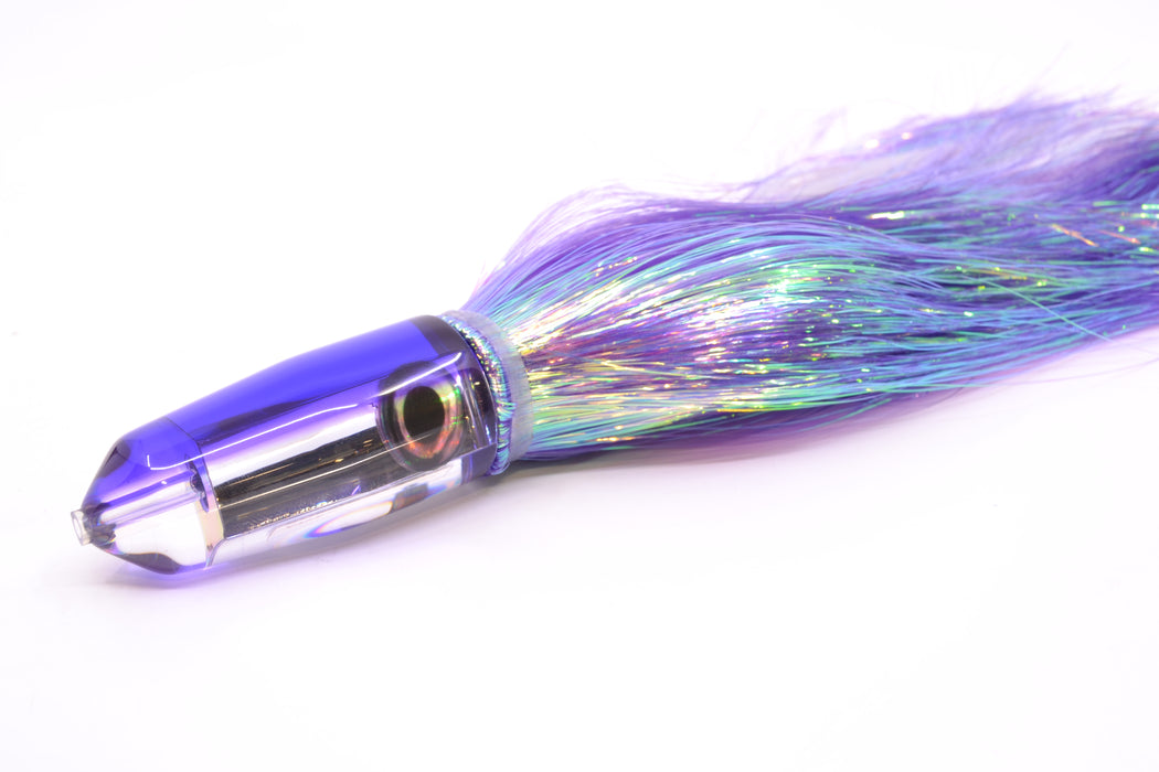 Moyes Lures Clear Mirrored Purple Back Sicario Bullet 8" 4.8oz Flashabou Purple/White GZE