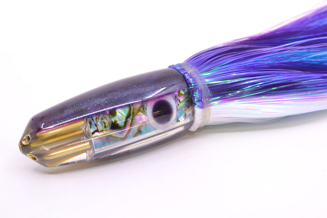 Big Reidee Natural EKG Paua Shell Purple Back 4-Hole Bullet 9" 6oz Strobez Purple-White