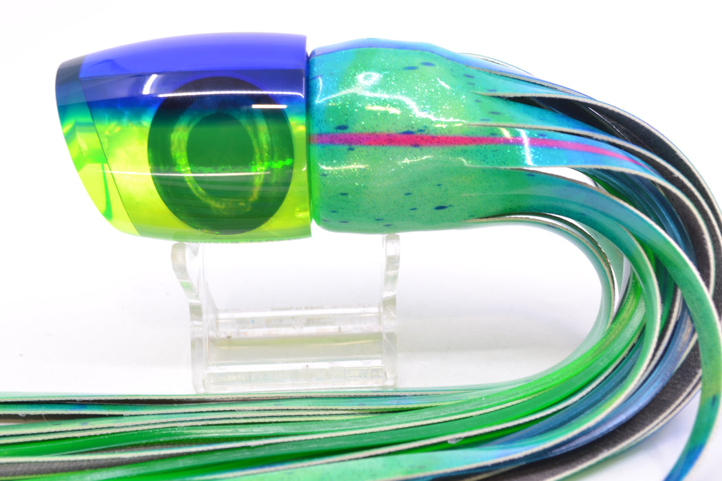 Moyes Lures Chartreuse MOP Blue Back Taxi Eyes Bushmaster 12" 7.5oz FT Vinyl Mad Mahi