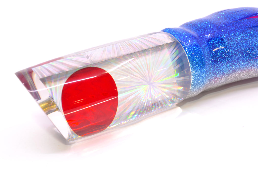 Koya Lures Silver Rainbow Starburst Red Eyes Large 614 14" 11oz Skirted Blue-Silver/Pink