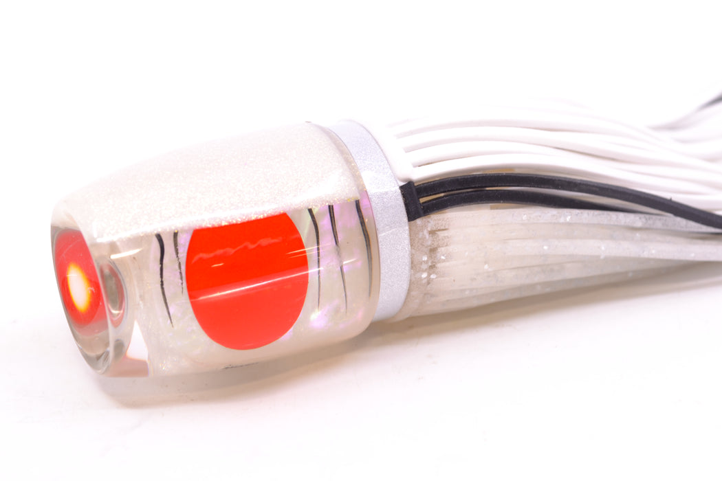 Amaral Lures White Iridescent Pearl Black Stripes White Back Jararaca 12" 4oz