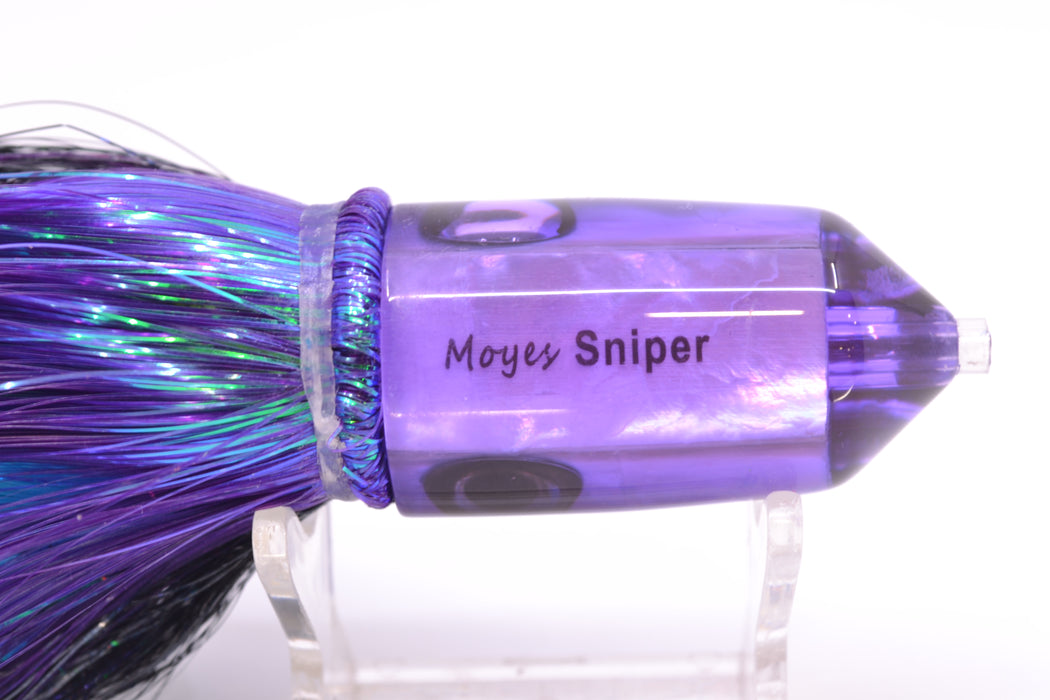 Moyes Lures Purple MOP Black Back 2-Hole Small Sniper Jet 9" 5.7oz Strobez Black-Purple GZE