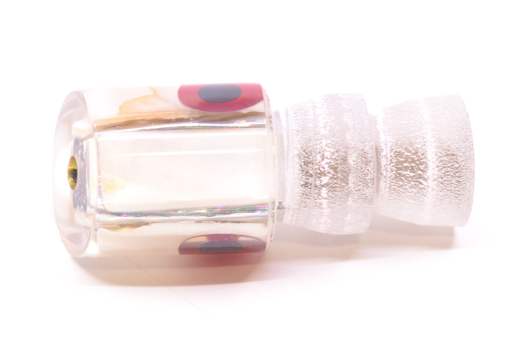 Coggin Lures Real White MOP Black-Red Eyes Peanut Pusher 5.5" 1oz