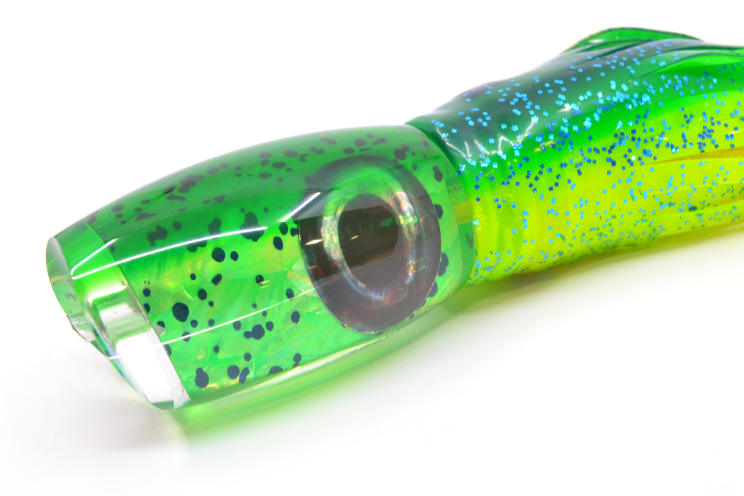 Moyes Lures Mahi MOP Green Back Taxi Eyes Large Argus 14" 10oz Skirted Mahi
