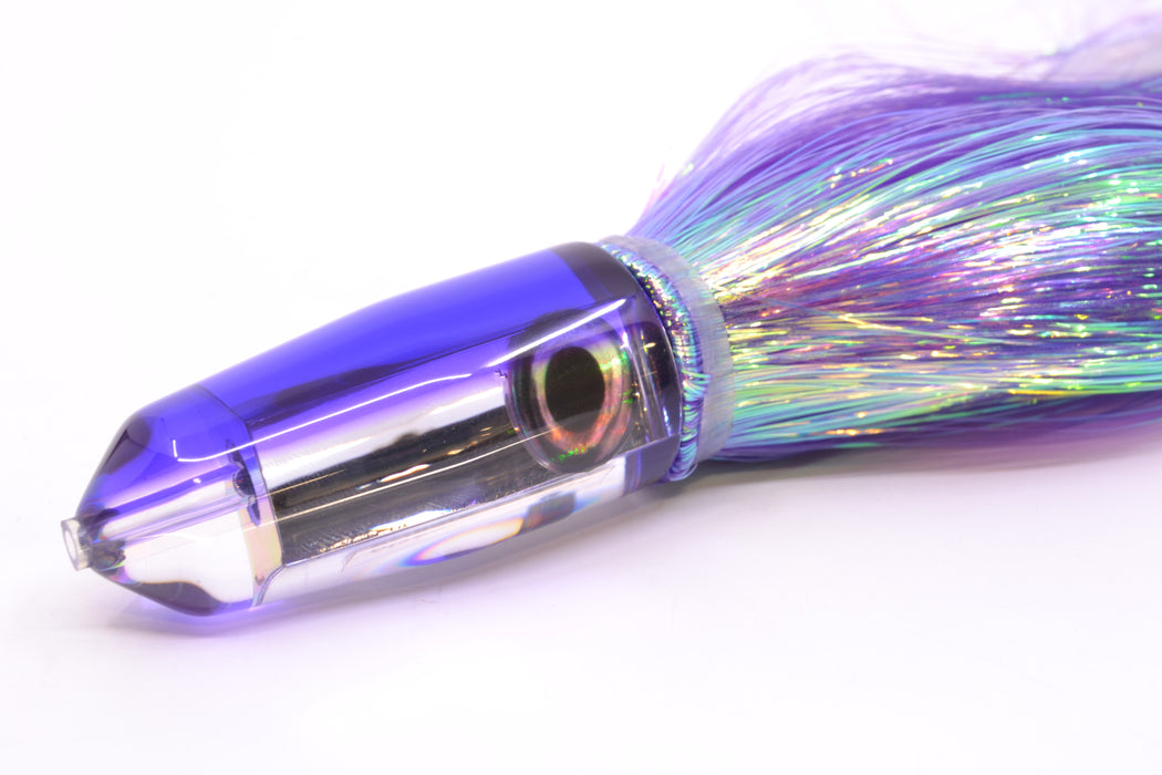 Moyes Lures Clear Mirrored Purple Back Sicario Bullet 8" 4.8oz Flashabou Purple/White GZE