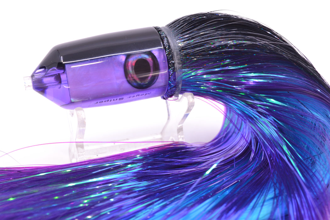 Moyes Lures Purple MOP Black Back 2-Hole Small Sniper Jet 9" 5.7oz Strobez Black-Purple GZE