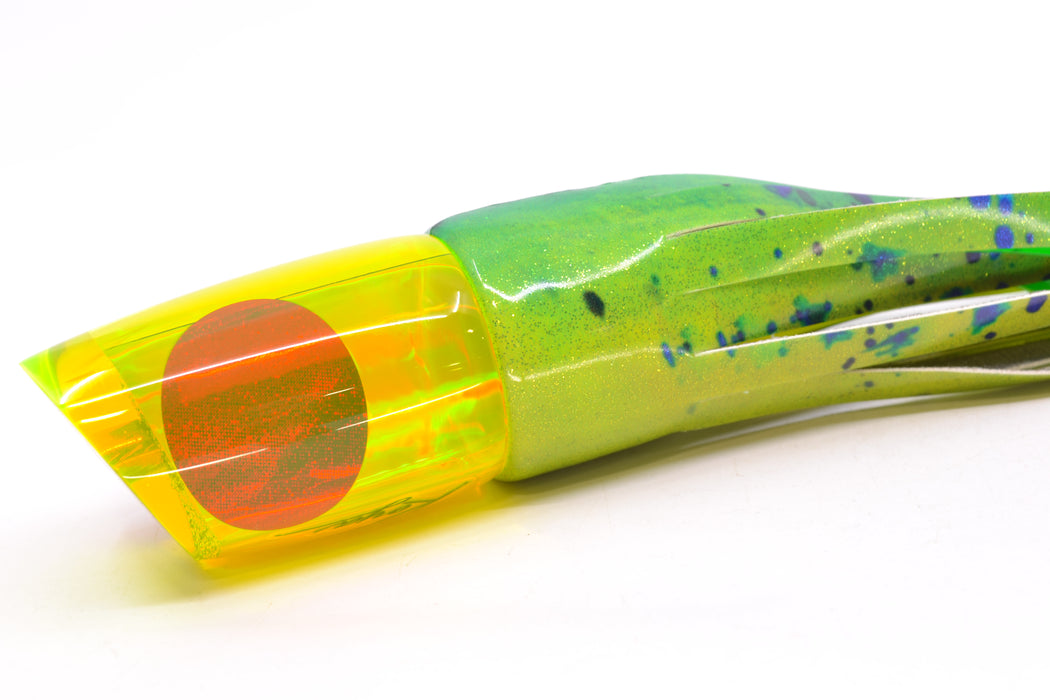 Koya Lures Chartreuse Rainbow Red Eyes Small Poi Dog 10" 6.5oz Fire Tailz Vinyl Mahi