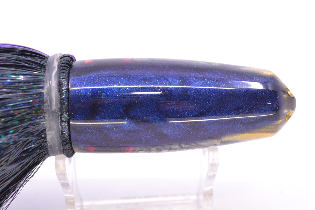 Big Reidee Paua Shell Blue Back/Belly 4-Hole Bullet 9" 6oz Strobez Black-Purple