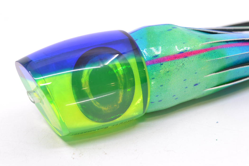 Moyes Lures Chartreuse MOP Blue Back Taxi Eyes Bushmaster 12" 7.5oz FT Vinyl Mad Mahi