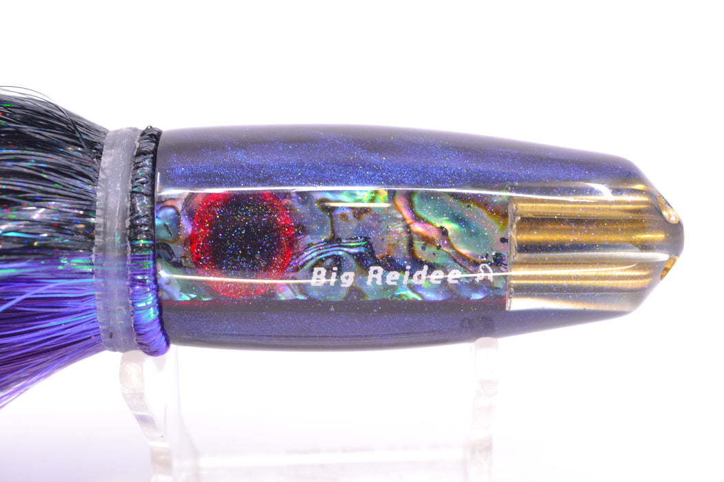 Big Reidee Paua Shell Blue Back/Belly 4-Hole Bullet 9" 6oz Strobez Black-Purple
