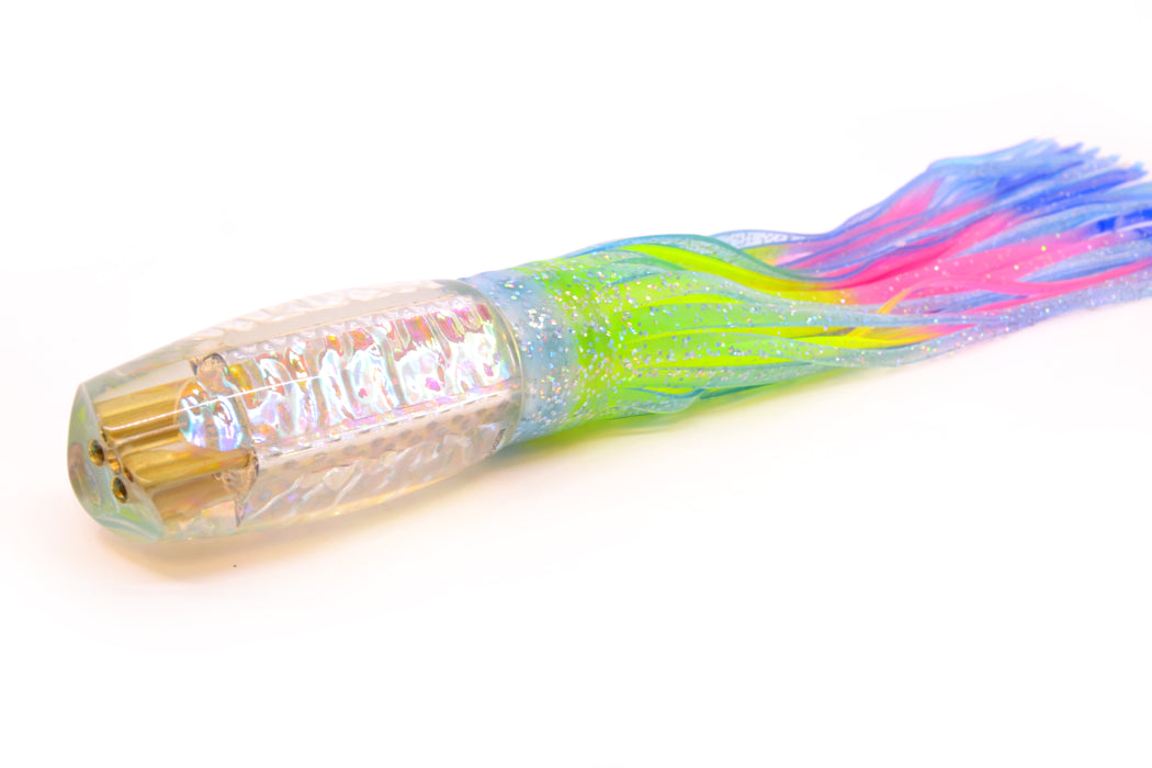 Coggin Lures Ice Rainbow Dichro 4-Hole Copalure Scoop 12" 12oz Skirted Ice Blue/Rainbow
