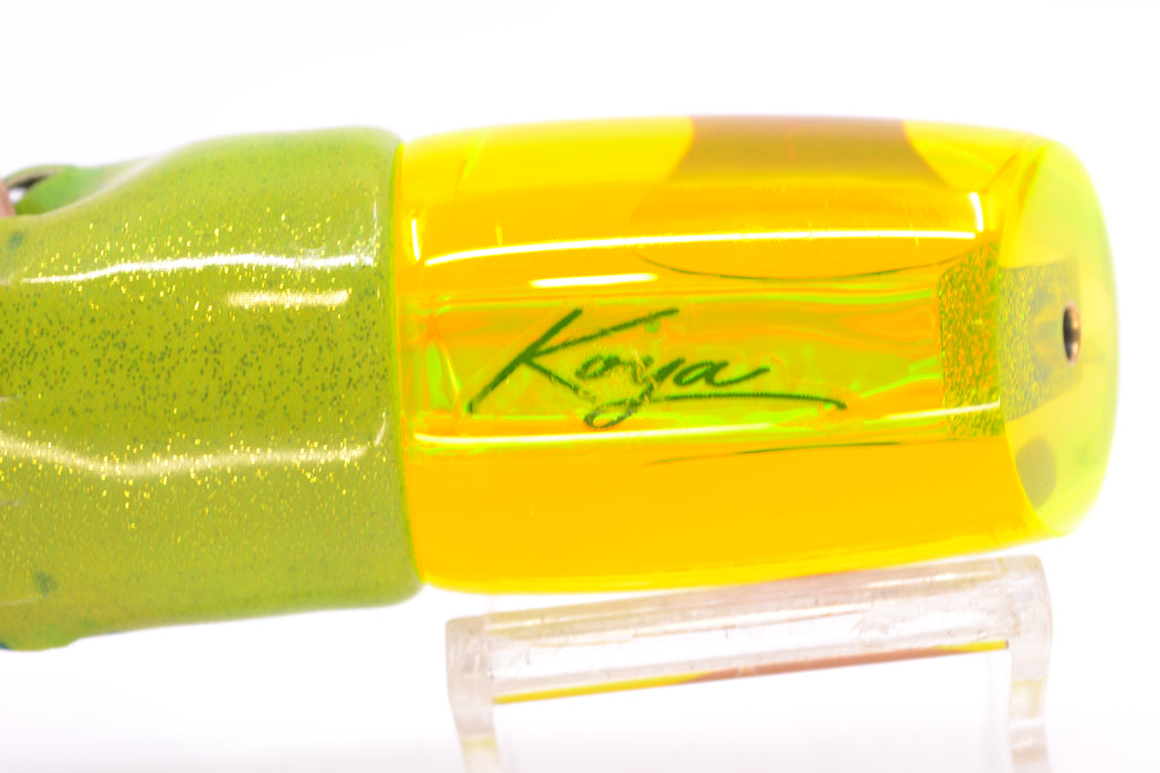 Koya Lures Chartreuse Rainbow Red Eyes Small Poi Dog 10" 6.5oz Fire Tailz Vinyl Mahi