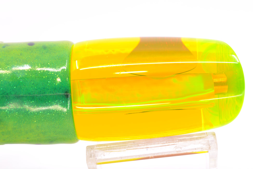 Koya Lures Chartreuse Rainbow Red Eyes Small Poi Dog 10" 6.5oz Fire Tailz Vinyl Mahi