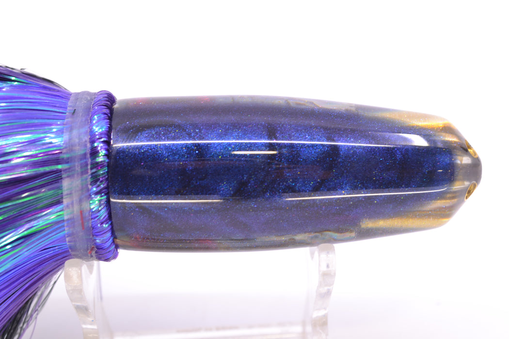 Big Reidee Paua Shell Blue Back/Belly 4-Hole Bullet 9" 6oz Strobez Black-Purple