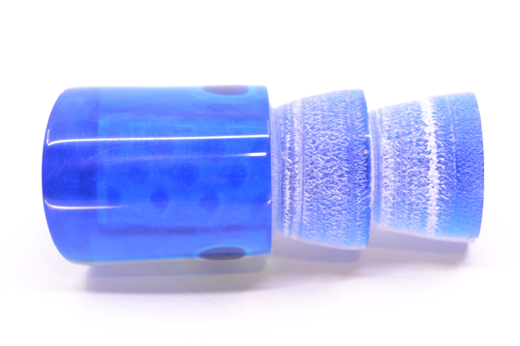 Coggin Lures Real White MOP Blue Rainbow Scale Back Black-White-Rainbow Eyes Peanut Pusher 5.5" 1oz