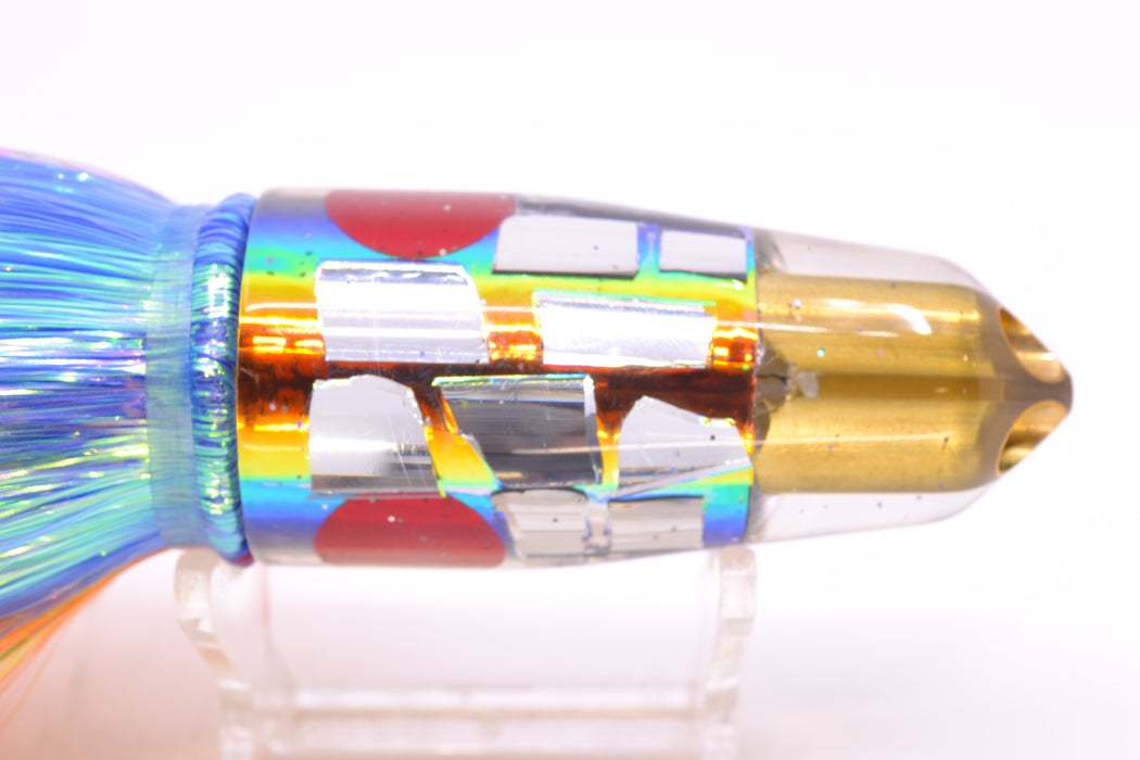 Tanigawa Lures Sunset Rainbow Cracked Glass 2-Hole Bullet 9"+ 8.5oz Flashabou GZE