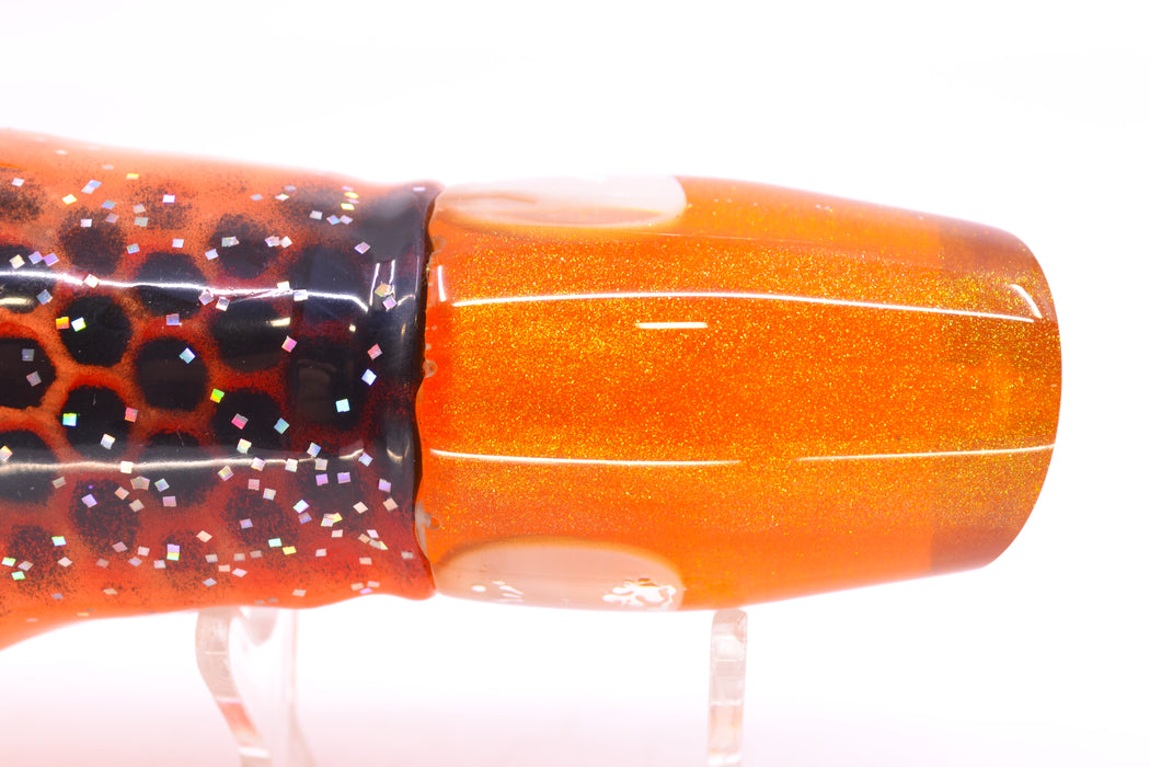 Joe Yee Lures by KEGZ Amber Pearl Real Shell Eyes Apollo 12" 7.4oz Skirted Orange-Black Dots
