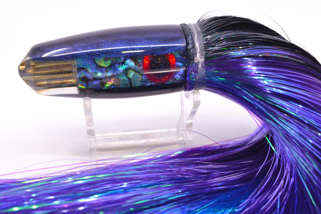 Big Reidee Paua Shell Blue Back/Belly 4-Hole Bullet 9" 6oz Strobez Black-Purple