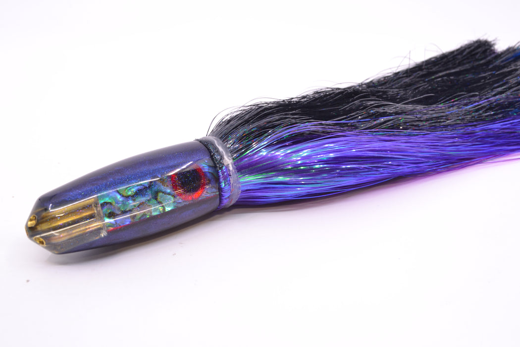 Big Reidee Paua Shell Blue Back/Belly 4-Hole Bullet 9" 6oz Strobez Black-Purple