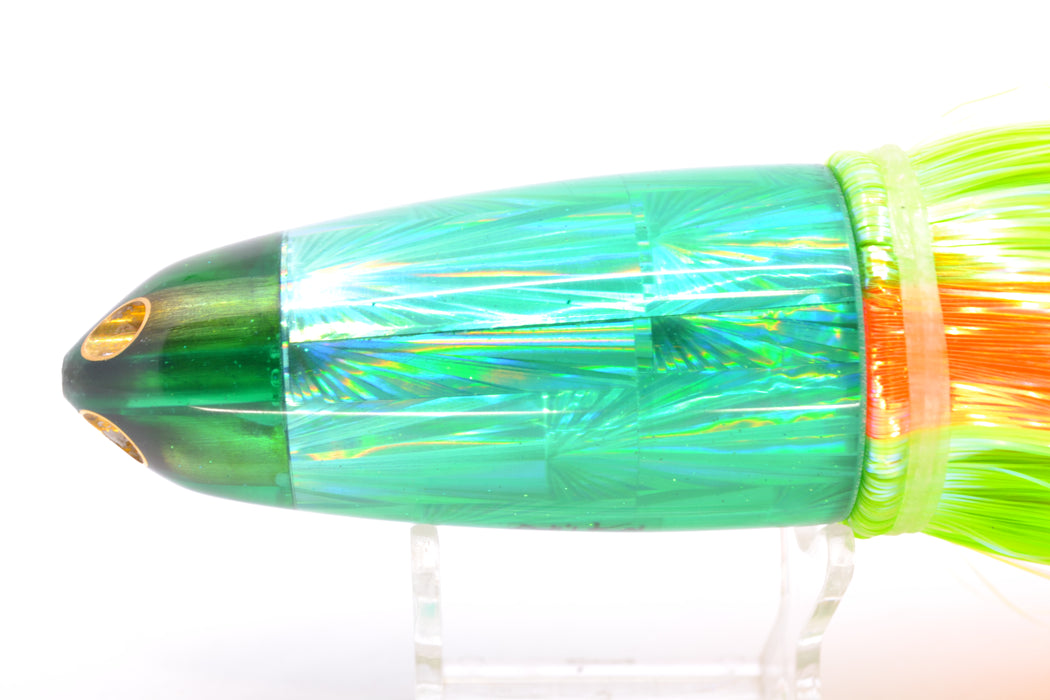 Ali'i Kai Lures Green Rainbow Starburst Dreamliner Jet 12" 14.5oz Strobez Green-Orange Stripes