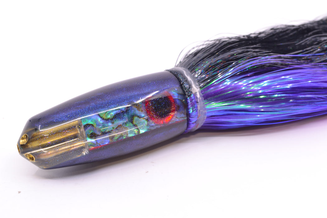 Big Reidee Paua Shell Blue Back/Belly 4-Hole Bullet 9" 6oz Strobez Black-Purple