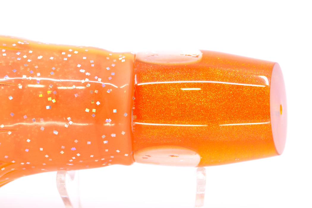 Joe Yee Lures by KEGZ Amber Pearl Real Shell Eyes Apollo 12" 7.4oz Skirted Orange-Black Dots