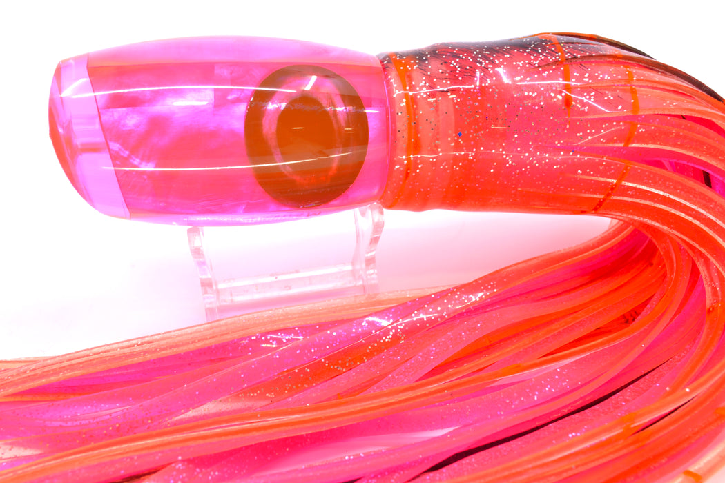 Moyes Lures Pink MOP Taxi Eyes Large Argus 14" 10oz Skirted Root Beer-Petrolero/Pink