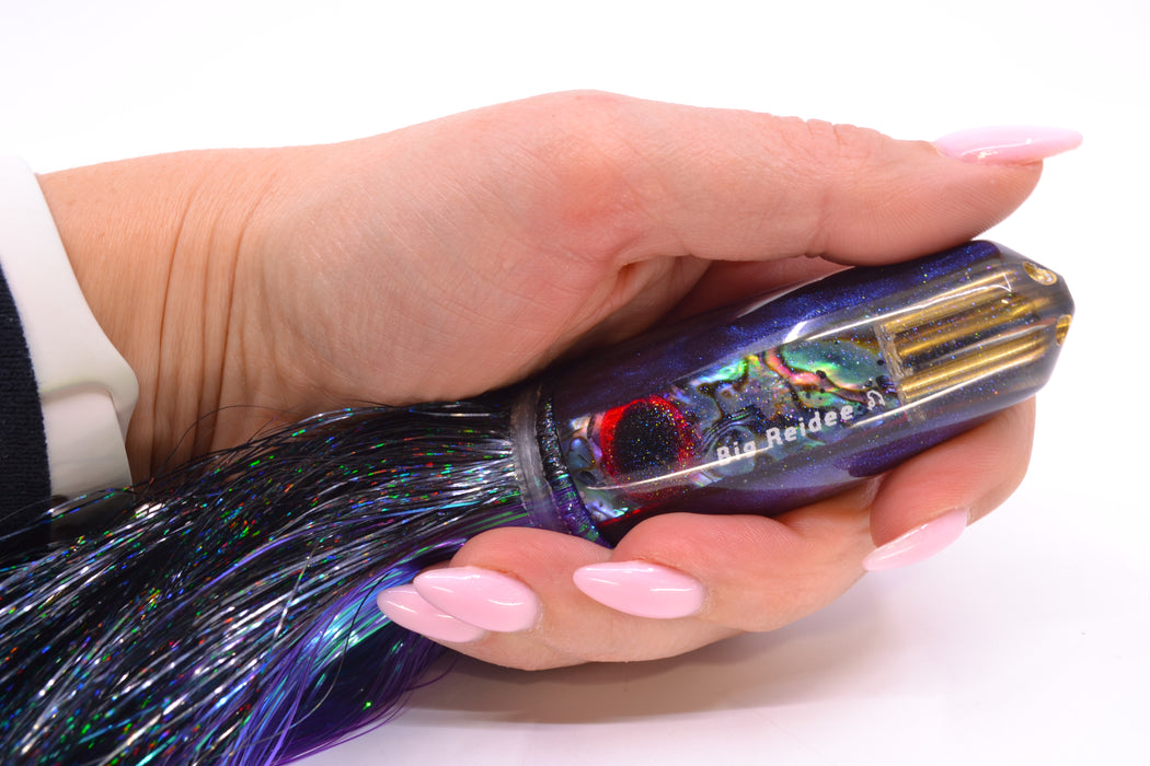 Big Reidee Paua Shell Blue Back/Belly 4-Hole Bullet 9" 6oz Strobez Black-Purple