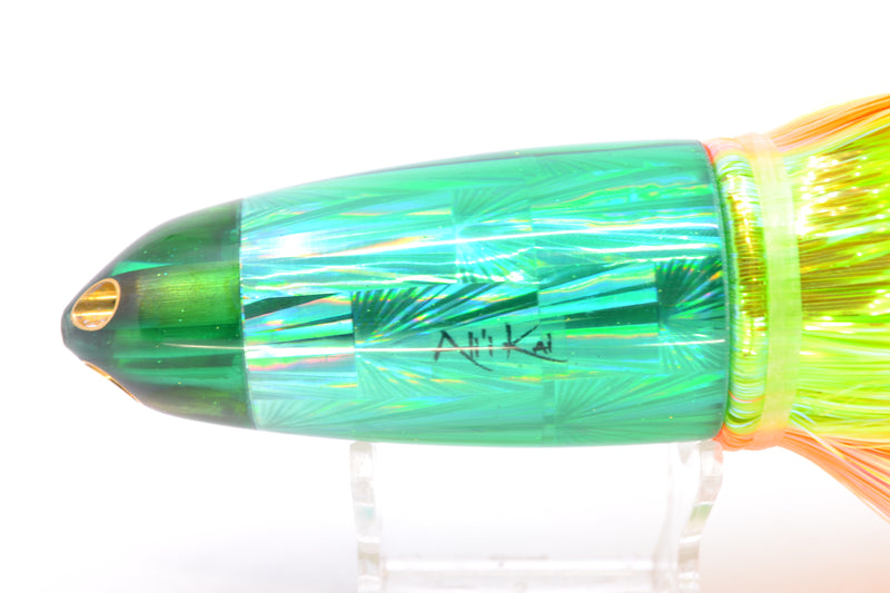Ali'i Kai Lures Green Starburst Dreamliner Jet 12" 14.5oz Strobez Green-Orange Stripes
