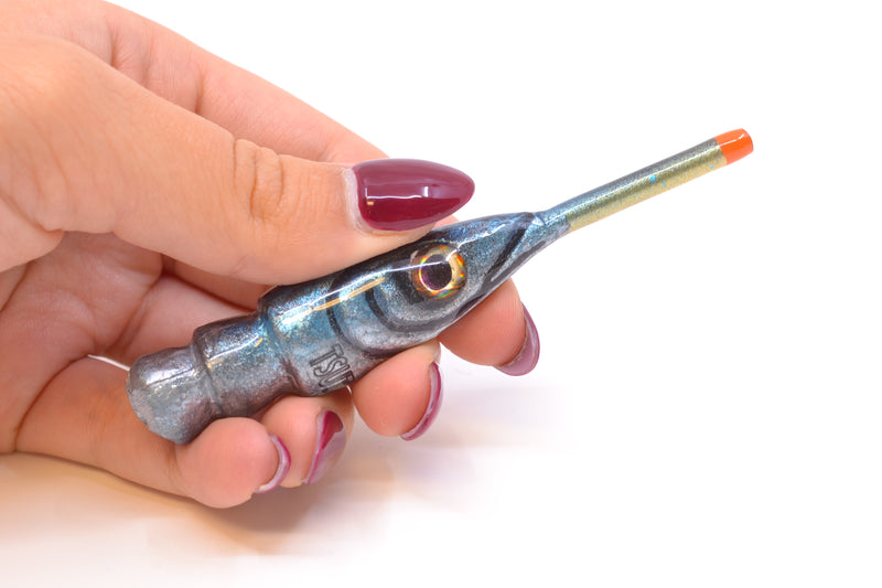 Tsutomu Lures Black with Ice Blue Dots Ballyhoo 5" 2.7oz