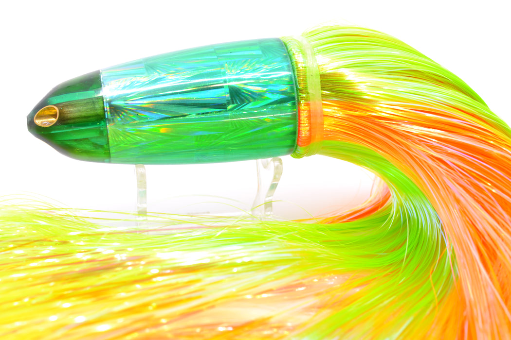 Ali'i Kai Lures Green Rainbow Starburst Dreamliner Jet 12" 14.5oz Strobez Green-Orange Stripes