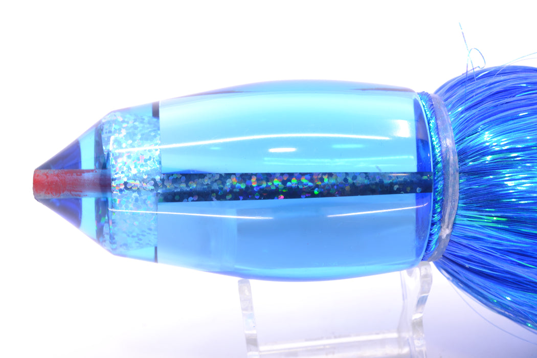 Aloha Lures Ice Blue Mirrored Large Deep Six 12" 10.5oz EZ Flash Royal Blue/White