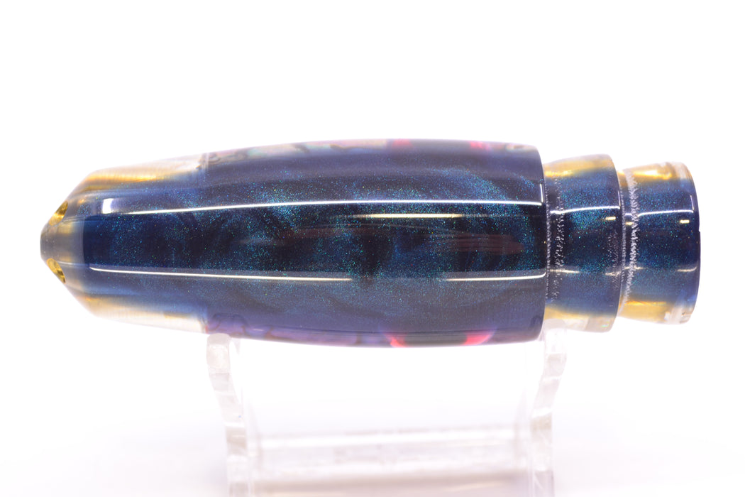 Big Reidee Blue-Green Paua Shell Blue Back Black-Red Eyes 4-Hole Bullet 9" 4.7oz