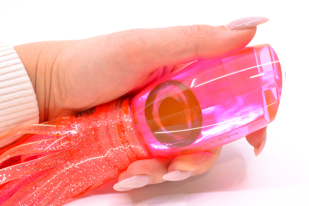 Moyes Lures Pink MOP Taxi Eyes Large Argus 14" 10oz Skirted Root Beer-Petrolero/Pink